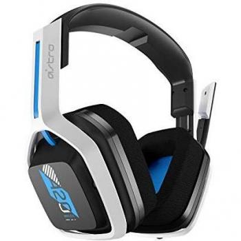 ASTRO Gaming A20 Auriculares inalámbricos Gen 2, ligeros y resistentes, Micrófono volteable para silenciar, Batería hasta 15h, Alcance inalámbrico de 15m, PlayStation 5, PS4, PC, Mac - Blanco/Azul