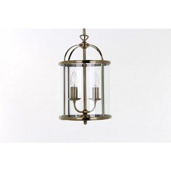 Farol colgante Orly de latón envejecido, 2 bombillas, diámetro de 40 cm