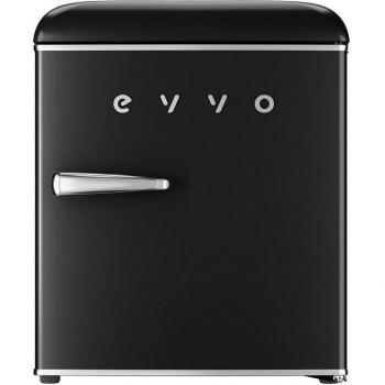 EVVO Mini Nevera Retro 45L Negro - Diseño Vintage, Bajo Consumo Energético y Silenciosa