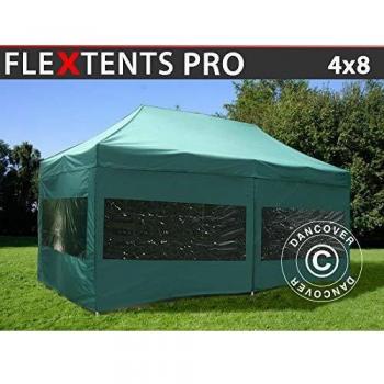 Carpa Plegable Rápida FleXtents Pro 4x8m Verde con 6 Paredes Laterales