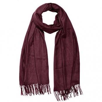 Bufanda de invierno grande para mujer 185 x 65 cm liso suave y cálido - burdeos