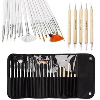 Set de 20 accesorios para diseño de uñas, 15 pinceles y 5 punzones incluidos, de la marca One1X