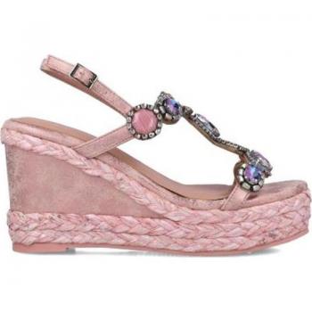 Sandalias de Mujer Menbur Quirite Rosa con tacón medio, diseño elegante, cierre de hebilla, material sintético y plantilla acolchada