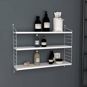 Estantería de Pared Strängnäs de 3 Niveles Ajustables en Altura, Acero Blanco Mate 50 x 60 x 15 cm