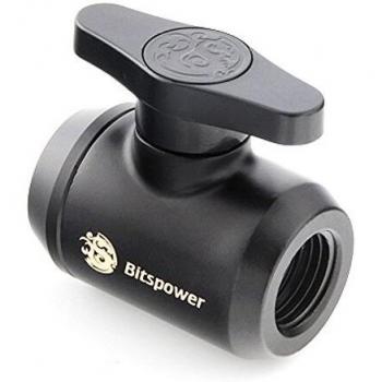 Bitspower Absperrhahn 2X IG 1/4 Pouces, Blacker Griff - Carbon b