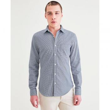 Camisa de hombre slim fit Dockers de manga larga con mini cuadro tipo pata de gallo y bolsillo en el pecho