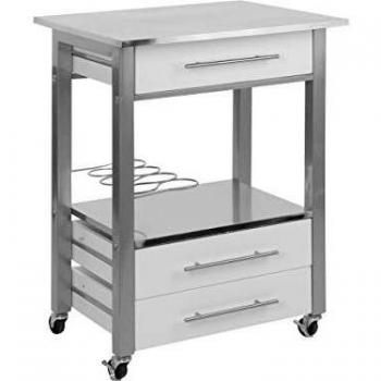 BigBuy Home Carrito de Cocina INOX Craftenwood, Talla Unica