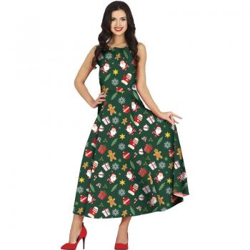 Vestido Largo Navidad Verde para Mujer