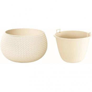 Maceta redonda con depósito Splofy Bowl de plástico en color violeta 47,8x47,8x30 cm - Prosperplast