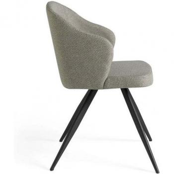 Silla de comedor tapizada en tela gris Angel Cerda 4057C, color gris y negro, dimensiones 48 x 57 x 82 cm