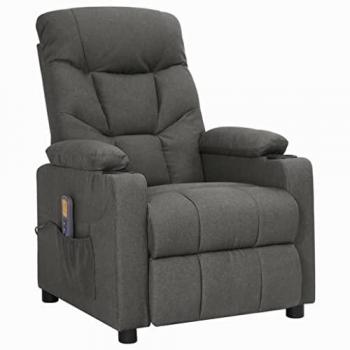 Sillón de masaje elevable tela gris oscuro Vidaxl