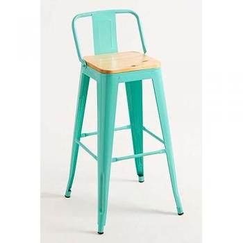 Taburete Torix Respaldo Madera Natural - Verde Menta