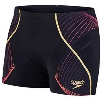 Speedo Fit Pinnacle Aquashorts - Bañador para hombre, color negro/Psycho Rojo/Global Oro, Tamaño 34