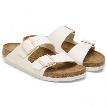 Sandalias Birkenstock Arizona Birko-Flor para mujer en color blanco, plantilla de corcho y látex