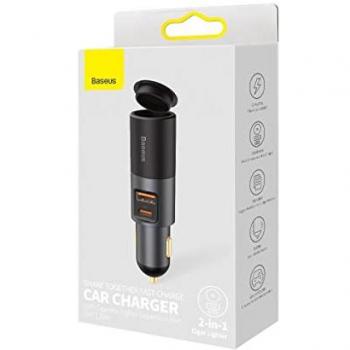 Baseus CCBT-C0G cargador de dispositivo móvil Gris Auto, Baseus-Divisor de coche QC4.0 120 PD PPS enchufe de encendedor de cigarrillos Dual USB tipo C, Baseus Mactrot