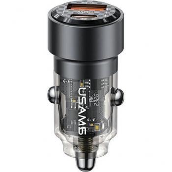 Cargador Usams C39 USB + USB-C 60W Carga Rápida Negro