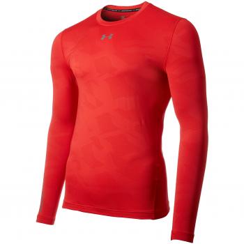 Under Armour UA CG Armour Jacquard Crew - Camiseta de Manga Larga para Hombre, Color Rojo, Talla XL
