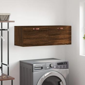 Gabinete de pared de madera multicapa en color roble marrón, dimensiones 100x36,5x35 cm