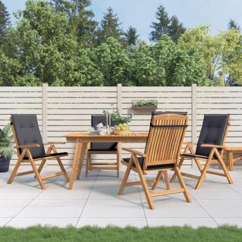 Reclining Teak Garden Chairs with Cushions - Set of 4