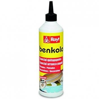 Rayt 496-07 Benkola Quitapapeles: producto para retirar papeles pintados y decorativos. Diluir en agua dependiendo del tipo de papel: 5 a 10 litros de agua por botella. 500 gr