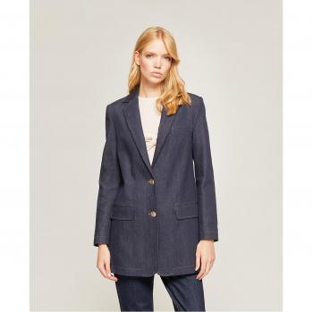Motivi - Elegante Blazer de mujer over en denim con cuello de solapa y botones decorativos.