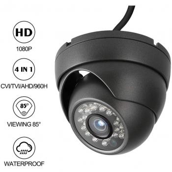 Cámara de Seguridad Dericam 1080P 1920TVL Dome, Cámara analógica HDCVI/HDTVI/AHD/960H, Carcasa metálica IP66, visión Nocturna de 25 Metros, ángulo de visión de 85°, Formato de Video PAL, D2B, Negro