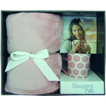 Kanguru 1150 Manta + Taza, poliéster, Rosa, Talla única, 2 Unidades