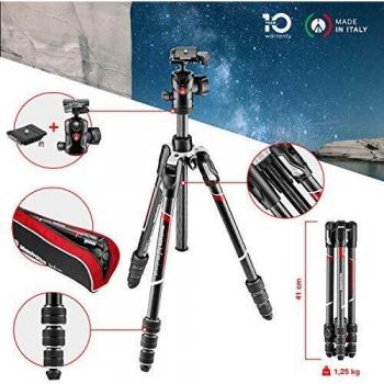 Manfrotto Befree Advanced Twist - Trípode de Viaje con Cabezal Fluido y Cierre Giratorio, Portátil y Compacto, Trípode de Carbono para Cámaras DSLR, Reflex, sin Espejo y Accesorios