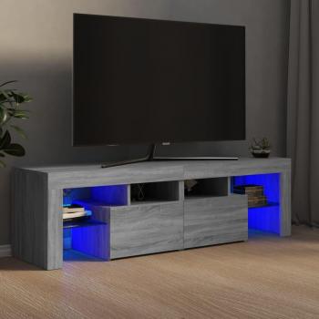 Mueble de TV con luces LED color gris Sonoma 140x36,5x40 cm