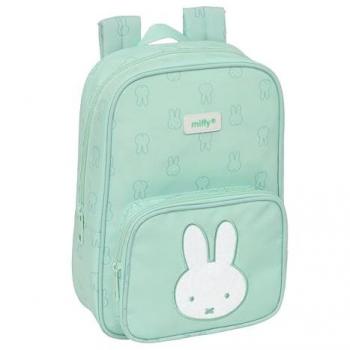 Mochila Infantil Safta Miffy Verde con Asas, Reciclable y Repelente al Agua, Dimensiones 20x28x8 cm, Fácil Limpieza, Ideal para Niños de Diferentes Edades, Cómoda