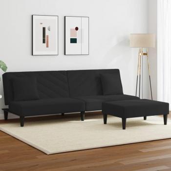 Juego de Sofás con Cojines 2 Piezas Terciopelo Negro y Taburete Vidaxl