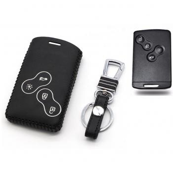 Happyit Caso Elegante de la Cubierta de la Llave del Cuero Genuino del Coche para el espantapájaros escénico de Renault Clio Megane Sandero Captur Twingo koleos 4 Botones teledirigido