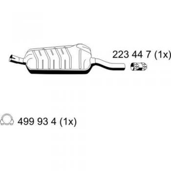 Silenciador intermedio ERNST 275040 para BMW 18301713615 y 18301713633