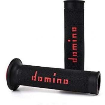 Puños Domino A010 On-Road sin gofrado negro/rojo extremos abiertos