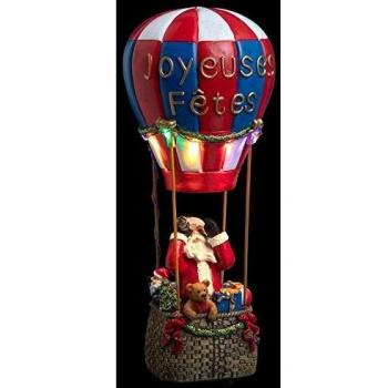 Mongolfiera Navideña Animada con Papá Noel y 12 LEDs Iluminados - Decoración de Aldea de Navidad