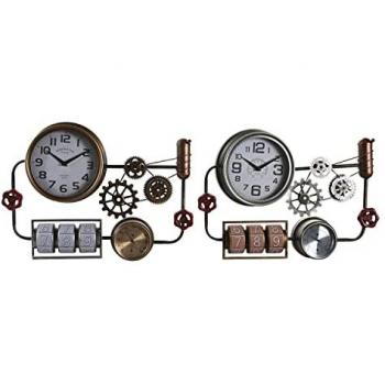 Reloj de Pared DKD Home Decor 52,5 x 9 x 39,5 cm Cristal Hierro Vintage (2 Unidades)
