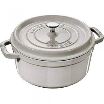 Staub 28 cm Round Cast Iron Cocotte White Truffle