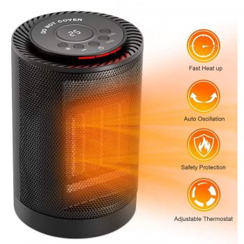 COMLIFE Calefactor Eléctrico Cerámico 1200W / 600W con Termostato Oscilación Automática de 70 Grados 3 Modos Ajustables Protección contra Volcado y Sobrecalentamiento para Cuarto/Baño/Oficina