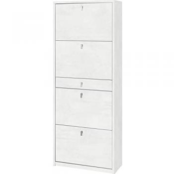 Zapatero de 4 puertas y 1 cajón en color Óxido Blanco 63x29x164 cm