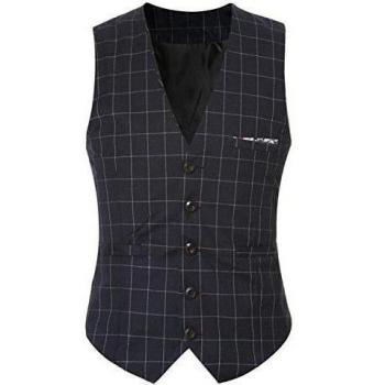 LIANIHK Noble Tartán Waistcoat Chaleco Hombre Blazers Sin Mangas