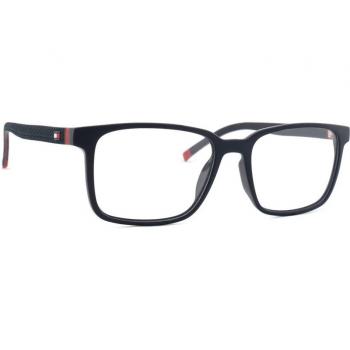 Tommy Hilfiger TH 1786 FLL Rectangular Prescription Glasses for Unisex - Black and Blue Plastic Frame, Online Try-On