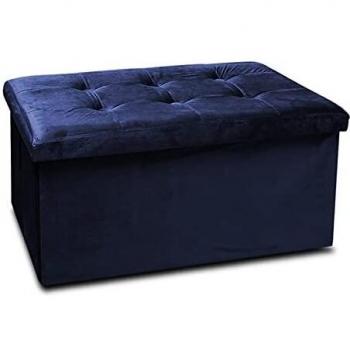 GREATOOL Puff Taburete Plegable de Almacenaje Otomano con Tapa 76 x 38 x 38 cm, Taburete Plegable para Almacenaje