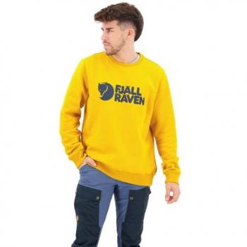 Fjällräven Men's Organic Cotton Logo Sweater - Mustard Yellow, Size S