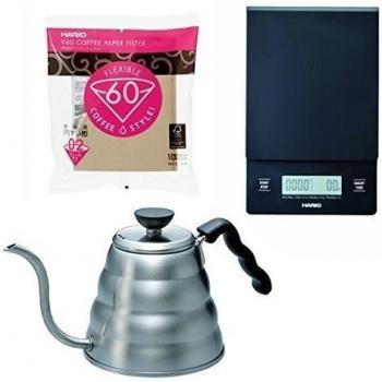 Hario V60 - 1,2 litros hervidor de agua, escala y 100 filtros todos los venden juntos