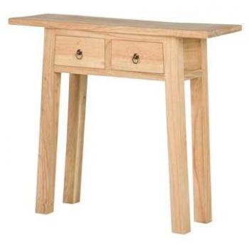 Consola de Madera Mindi Natural con 2 Cajones 90x30x80 cm