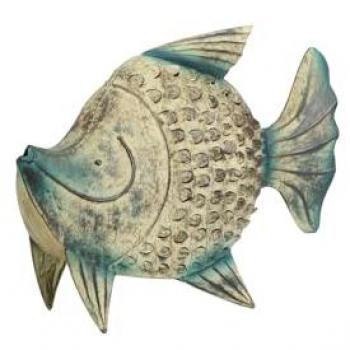 Figura Decorativa Pez de Metal Azul 34x11x24 cm