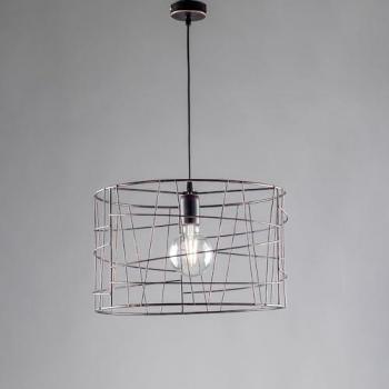 Araña de Luz Industrial en Hierro Negro y Cobre, 1 Luz, 41x h29 cm