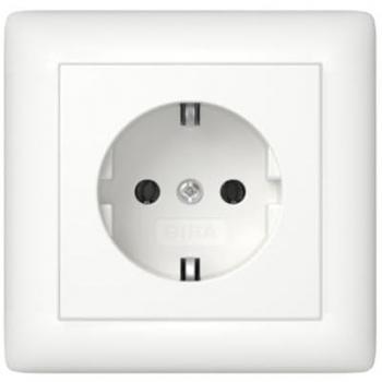 Gira SCHUKO Socket Outlet with Full Plate, System 55, Matte White