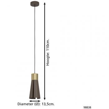 Lámpara Colgante Eglo Losalomas 1xGU10 Dorado y Topo, diseño en acero marrón y latón, bombilla LED intercambiable de 4.5W