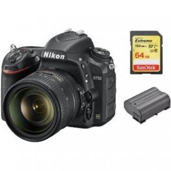 Cámara Réflex Digital Nikon D750 Kit con Lente AF-S 24-85mm F3.5-4.5G ED VR + Tarjeta SD de 64GB + Batería EN-EL15B
